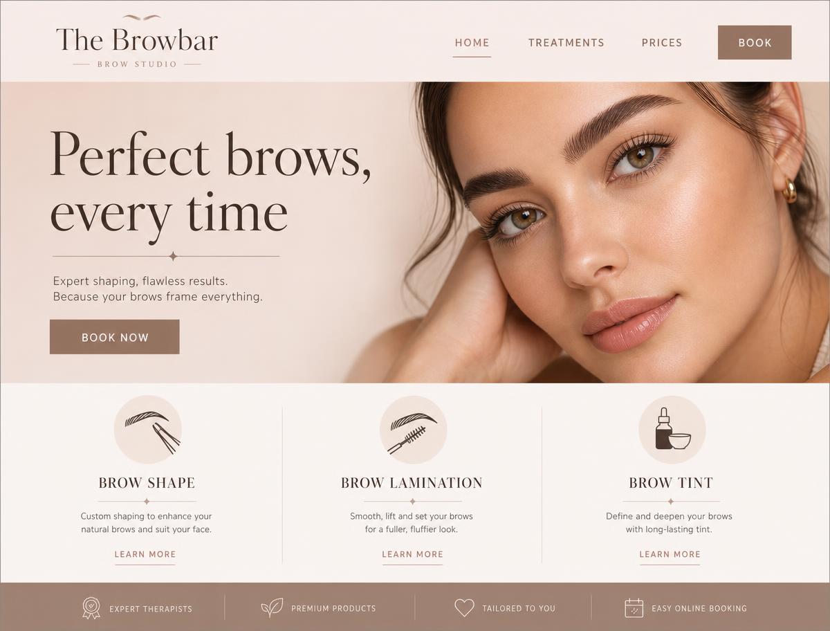 The Browbar website design